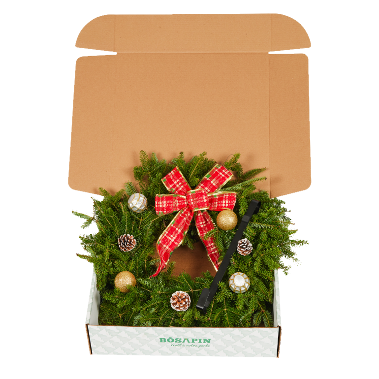 Christmas Wreath Gift Set – Decorated, 12in, with Hook