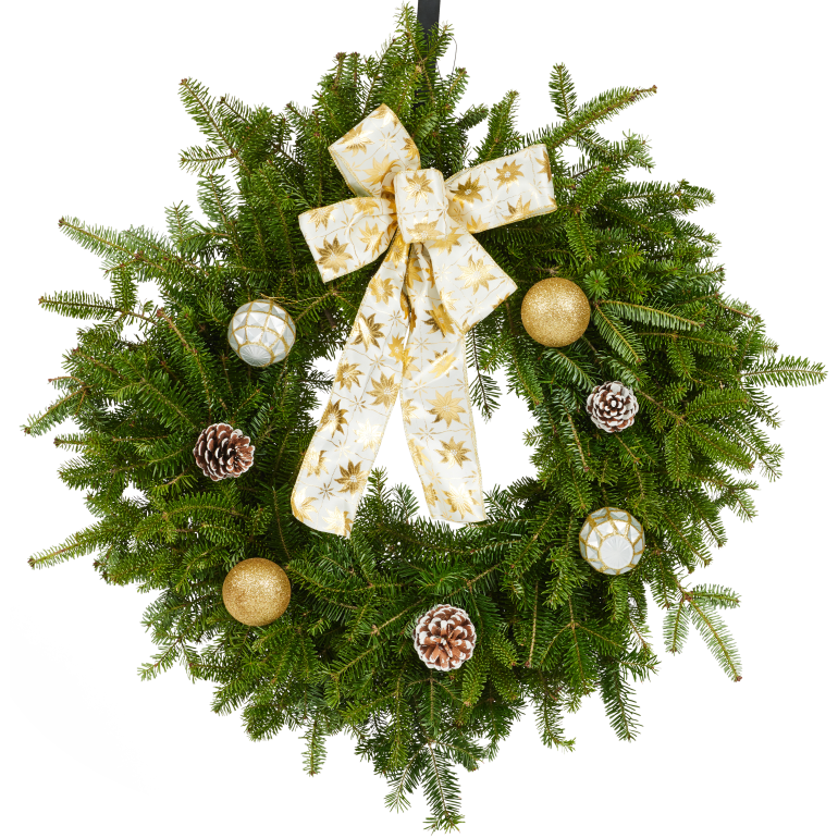 Christmas Wreath Gift Set – Decorated, 12in, with Hook