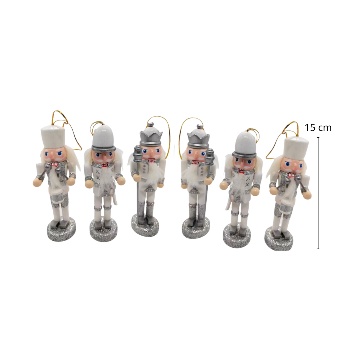 Hanging Nutcracker Soldiers – Set of 6, 15cm