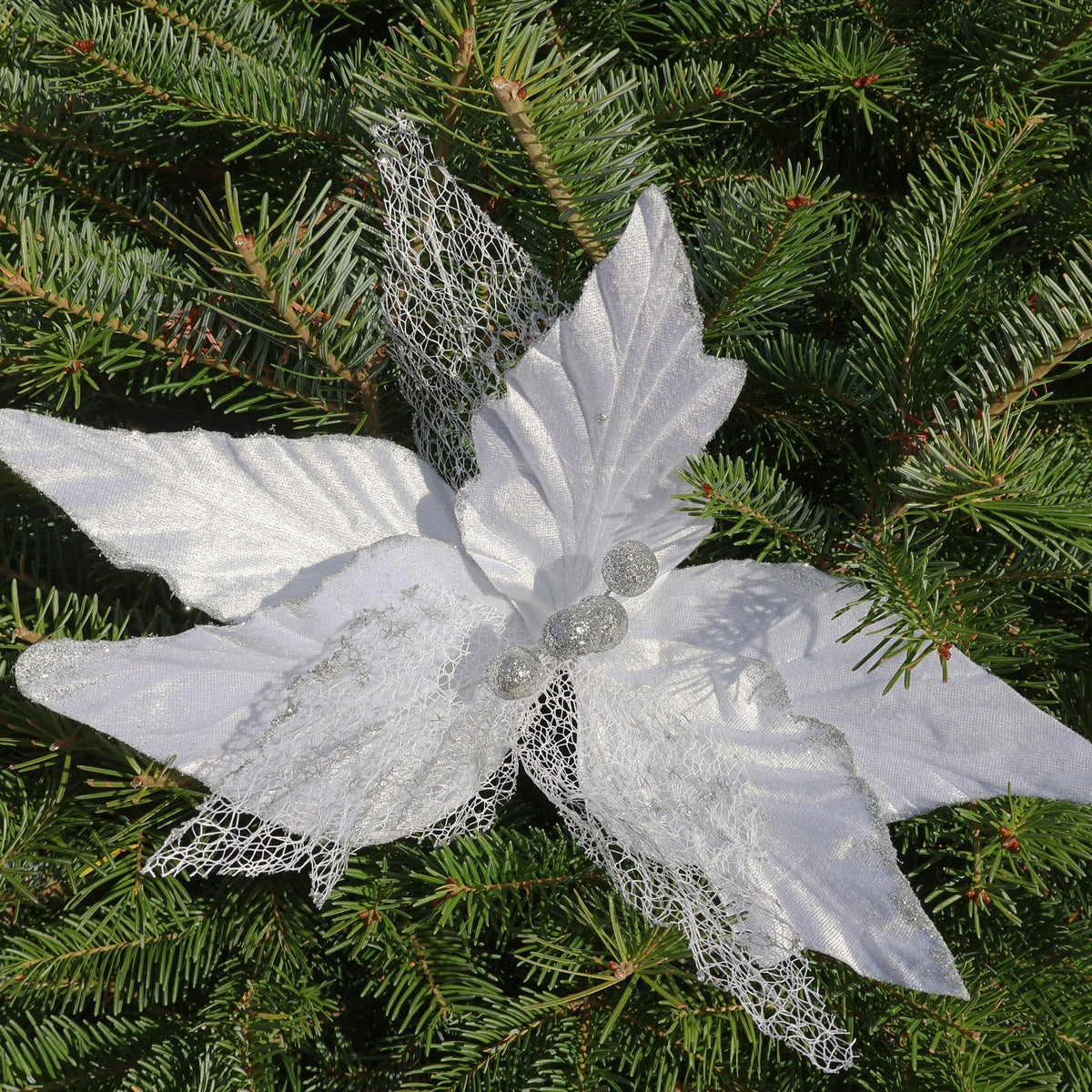 Poinsettia Décoratif de Noël – 33 cm, Ensemble de 3