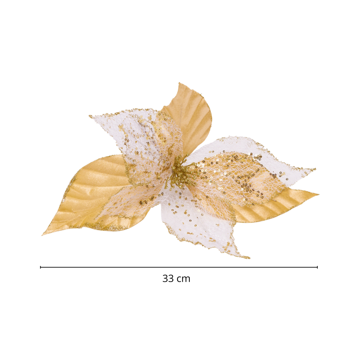 Poinsettia Décoratif de Noël – 33 cm, Ensemble de 3
